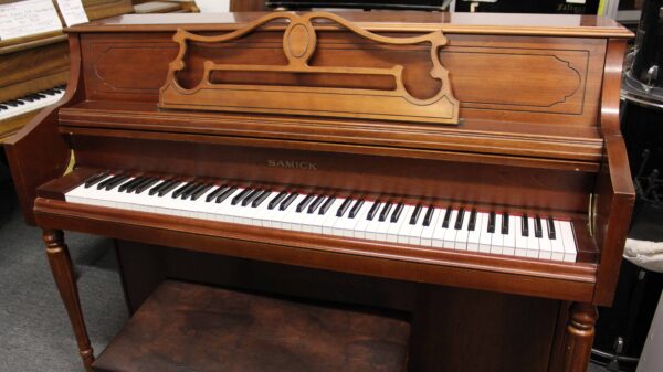 Samick 43" Designer Console Piano Model SU-143, Traditional Cherry Satin, 3 Year Guarantee - Parts & Labor