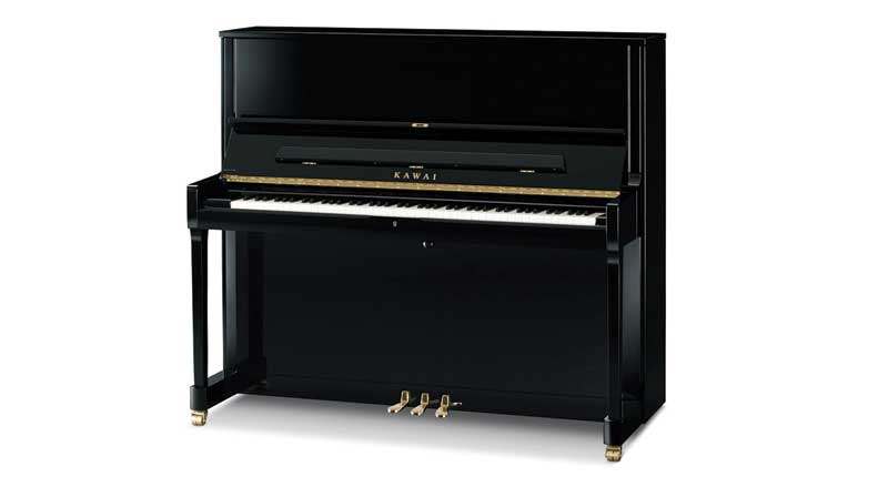 Black ebony polished Kawai upright piano